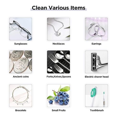 Ultrasonic Cleaner Jewelry Cleaner Machine, 45KHz Professional Sonic Cleaner for Ring, Earrings, Necklace, Silver, Eyeglass, Watches, Ultrasonic Cleaner Solution for Gifts in Kuwait