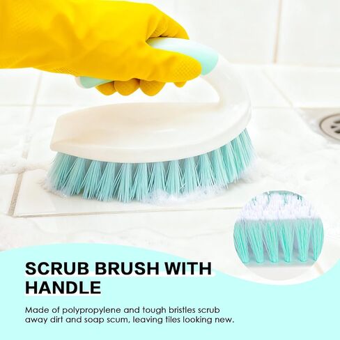 3 Pack Bathroom Scrub Brush Set, Heavy-Duty Scrub Brushes for Cleaning Floor, Green Scrubbing Brush with Non-Slip Handle and Stiff Bristles for Bathtub, Tub, Tile, Gap, Kitchen, Sink in Kuwait