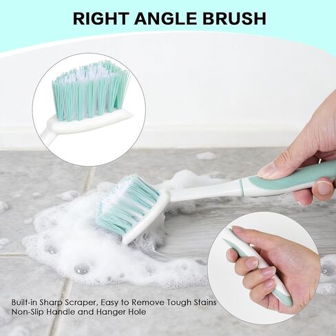 3 Pack Bathroom Scrub Brush Set, Heavy-Duty Scrub Brushes for Cleaning Floor, Green Scrubbing Brush with Non-Slip Handle and Stiff Bristles for Bathtub, Tub, Tile, Gap, Kitchen, Sink in Kuwait