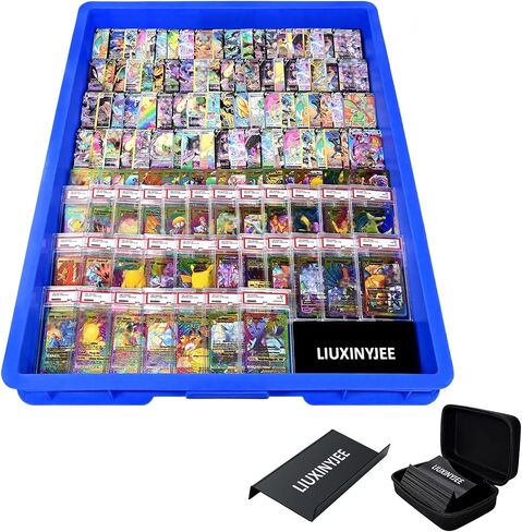 24 Pack Modular Card Risers for Display Cases,with Protective Carry Case,Black Acrylic Trading Card Showcase Stands for Graded Trading Cards PSA BGS Singles,Vendor Events & Collectors in Kuwait