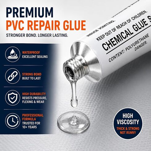 مجموعة أدوات إصلاح PVC شديدة التحمل للقوارب القابلة للنفخ وقوارب الكاياك - إصلاح رقعة دائمة مقاومة للماء مع رقع PVC كبيرة ومواد لاصقة وأدوات وقفازات in Kuwait