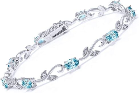 Gem Stone King 925 Sterling Silver Purple Amethyst and White Diamond Greek Vine Tennis Bracelet For Women (4.18 Cttw, Gemstone Birthstone, 7 Inch) in Kuwait