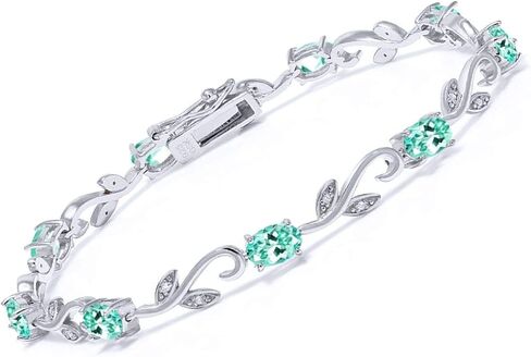 Gem Stone King 925 Sterling Silver Purple Amethyst and White Diamond Greek Vine Tennis Bracelet For Women (4.18 Cttw, Gemstone Birthstone, 7 Inch) in Kuwait
