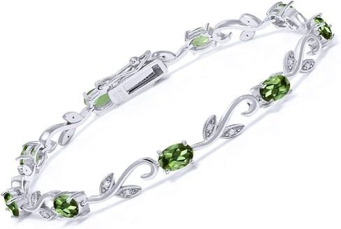 Gem Stone King 925 Sterling Silver Purple Amethyst and White Diamond Greek Vine Tennis Bracelet For Women (4.18 Cttw, Gemstone Birthstone, 7 Inch) in Kuwait