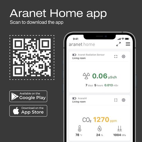 حزمة كاشف جودة الهواء والإشعاع الداخلي: Aranet4 CO2 + مستشعر الإشعاع in Kuwait