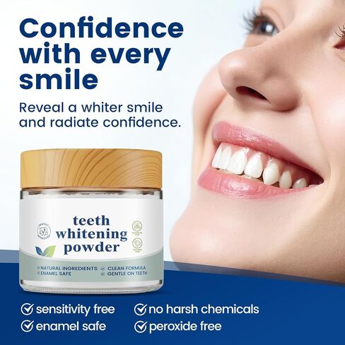 Teeth Whitening Powder for Tooth Care, Peroxide-Free Whitening Tooth Powder with Nano Hydroxyapatite & Enzymes, 50 Gram (1) in Kuwait