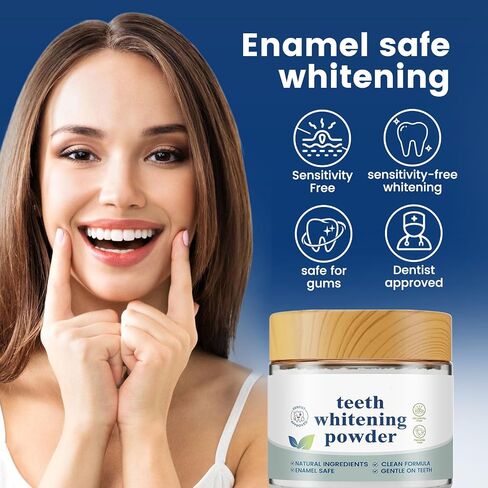 Teeth Whitening Powder for Tooth Care, Peroxide-Free Whitening Tooth Powder with Nano Hydroxyapatite & Enzymes, 50 Gram (1) in Kuwait