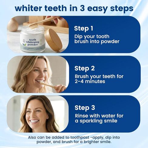 Teeth Whitening Powder for Tooth Care, Peroxide-Free Whitening Tooth Powder with Nano Hydroxyapatite & Enzymes, 50 Gram (1) in Kuwait