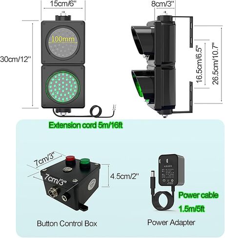 2 إشارات مرور LED باللون الأحمر/الأخضر للتركيب في الداخل والخارج، مصباح إشارة صناعي للجدار، مع مفتاح تحكم، التوصيل والتشغيل in Kuwait