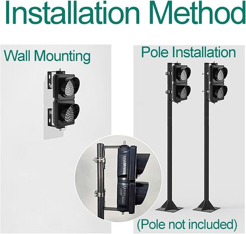 2 إشارات مرور LED باللون الأحمر/الأخضر للتركيب في الداخل والخارج، مصباح إشارة صناعي للجدار، مع مفتاح تحكم، التوصيل والتشغيل in Kuwait