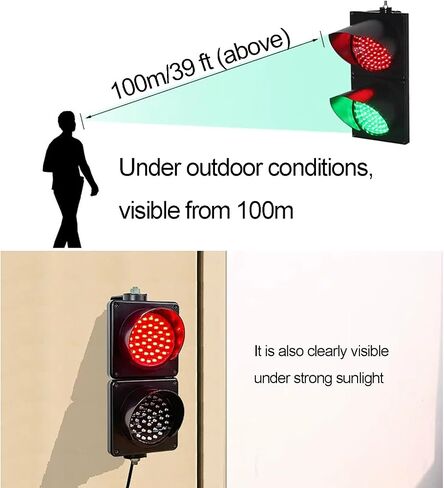 2 إشارات مرور LED باللون الأحمر/الأخضر للتركيب في الداخل والخارج، مصباح إشارة صناعي للجدار، مع مفتاح تحكم، التوصيل والتشغيل in Kuwait