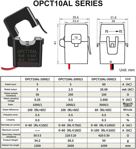Miniature Split Core Current Transformer Clamp on OPCT10AL 0-60A 1000/1 2000/1 3000/1 Ferrite Cores Clamp Current Sensor(Type A) in Kuwait