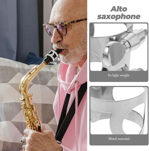 مشبك ربط لقطعة الفم من MAGICLULU Alto Saxophone واستخدام متعدد الاستخدامات من المعدن الفضي قطعتين مع ملاءمة ثابتة لقطعة الفم ألتو ساكسفون E-flat لجلسات التدريب والعروض in Kuwait