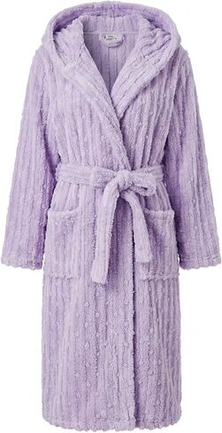 HEARTNICE Fuzzy Soft Robes for Women, Long Plush Hooded Robe Fluffy Warm Bathrobes in Saudi Arabia