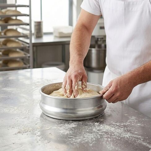 Soro Essentials- 48 oz Round Aluminum 8" Dough Proofing Pan Set of 3- Stackable Retarding Dough Pans Freezer Oven Safe Proofing Containers Bread Sourdough Pizza Dough Bakeware Bakery Pastry Shops in Kuwait