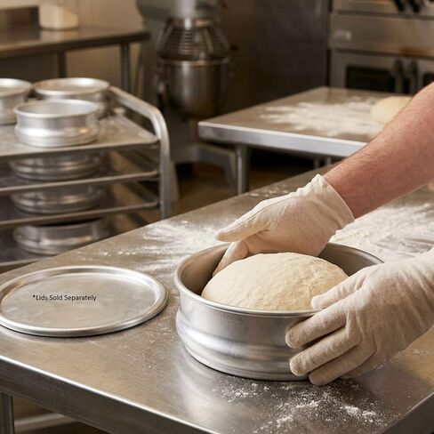 Soro Essentials- 48 oz Round Aluminum 8" Dough Proofing Pan Set of 3- Stackable Retarding Dough Pans Freezer Oven Safe Proofing Containers Bread Sourdough Pizza Dough Bakeware Bakery Pastry Shops in Kuwait