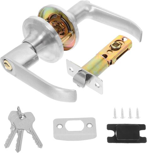 Alipis Silver Aluminum Alloy Privacy Lever Door Handle Lock for 25-45mm Doors, Reversible Commercial Bathroom Stall Latch with Detachable Latch Plate for Left and Right-Handed Entry in Kuwait