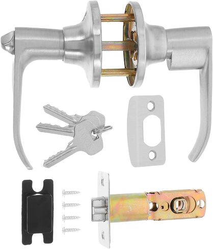 Mikinona Commercial Privacy Lever Door Lock for 25-45mm Aluminum Doors, Heavy-Duty Double-Sided Handle with Privacy Indicator, Silver Finish for Bathroom and Office Use in Kuwait