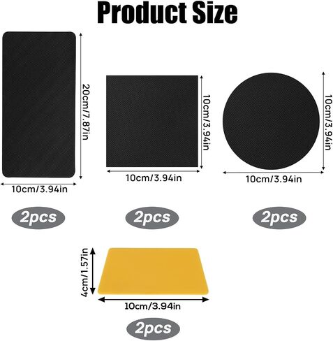 Tinoaly Self-Adhesive Trampoline Patch Repair Kit, 3 Shapes Patches with Scraper Trampoline Mat Repair Tape Accessories Suitable for Repairing Tears Holes Punctures (Black) in Kuwait