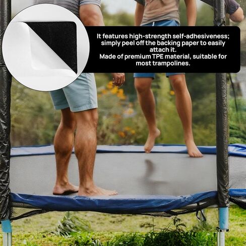 Tinoaly Self-Adhesive Trampoline Patch Repair Kit, 3 Shapes Patches with Scraper Trampoline Mat Repair Tape Accessories Suitable for Repairing Tears Holes Punctures (Black) in Kuwait