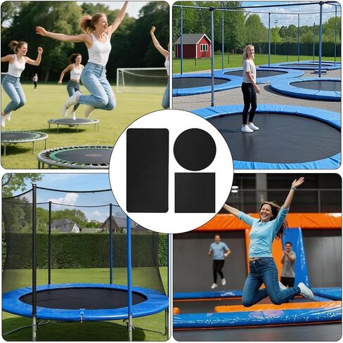 Tinoaly Self-Adhesive Trampoline Patch Repair Kit, 3 Shapes Patches with Scraper Trampoline Mat Repair Tape Accessories Suitable for Repairing Tears Holes Punctures (Black) in Kuwait