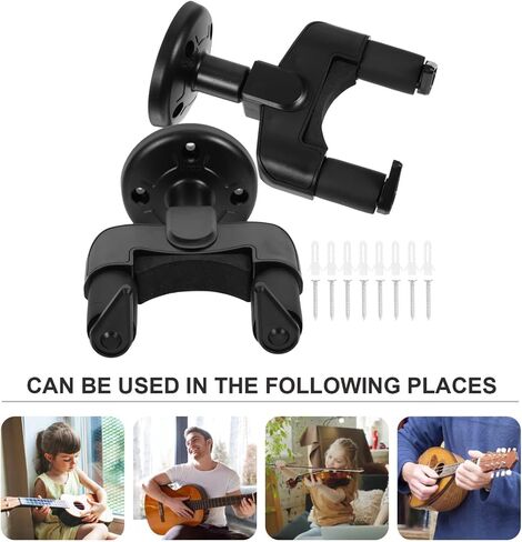 Cabilock 2pcs Violin Erhu Ukulele Wall Mount Hangers with Anti-fall Locks, Musical Instrument Display Rack for Strings, Space-saving Wall Bracket for Studio and Home Use in Kuwait
