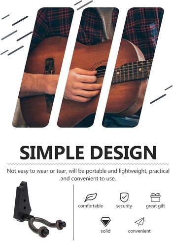 YARNOW Guitar Wall Hanger Violin Hook Morin Khuur Wall Mount Rack Ebony Finish Wood Head Style for Electric Guitar Ukulele Holder Musical Instrument Accessory in Kuwait