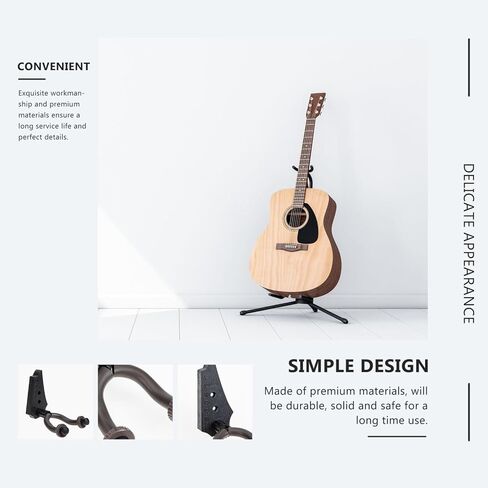 YARNOW Guitar Wall Hanger Violin Hook Morin Khuur Wall Mount Rack Ebony Finish Wood Head Style for Electric Guitar Ukulele Holder Musical Instrument Accessory in Kuwait