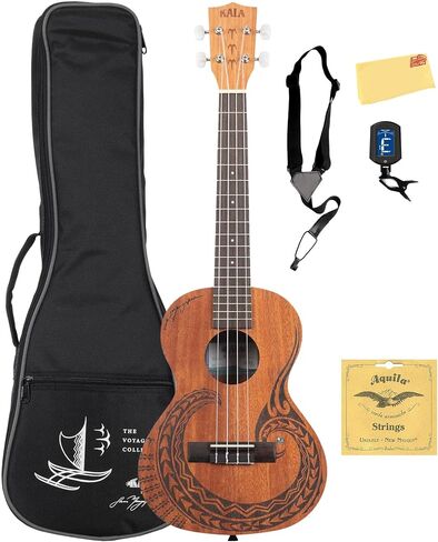 حزمة Kala Courage Mahogany Tenor Ukulele مع حقيبة Gig وموالف وحزام وأوتار وقماش تلميع Austin Bazaar in Saudi Arabia
