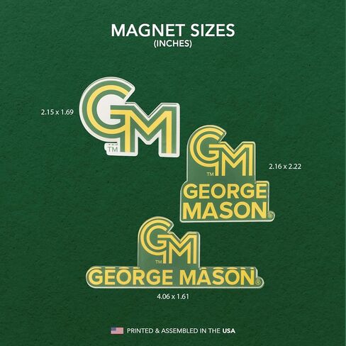 مغناطيس أكريليك من جامعة صبار الصحراء جورج ماسون، 3 عبوات من تصميم GMU Patriots الزخرفي مرخص رسميًا (مجموعة المغناطيس A) in Kuwait