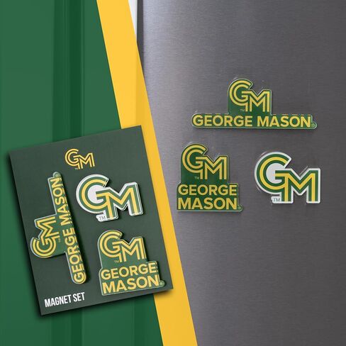 مغناطيس أكريليك من جامعة صبار الصحراء جورج ماسون، 3 عبوات من تصميم GMU Patriots الزخرفي مرخص رسميًا (مجموعة المغناطيس A) in Kuwait