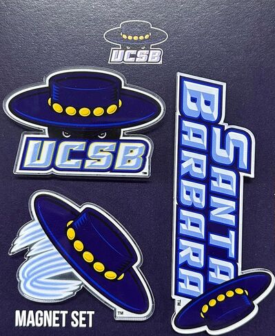 مغناطيس أكريليك من جامعة صبار الصحراء بكاليفورنيا سانتا باربرا، 3 عبوات من تصميم UCSB Gauchos الزخرفي مرخص رسميًا (مجموعة المغناطيس A) in Kuwait