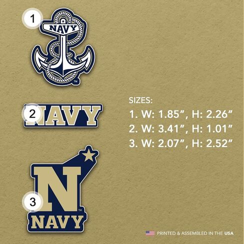 صبار الصحراء الولايات المتحدة الأكاديمية البحرية الاكريليك مغناطيس 3 حزمة USNA Midshipmen تصميم ديكور مرخص رسميا (مجموعة المغناطيس أ) in Kuwait