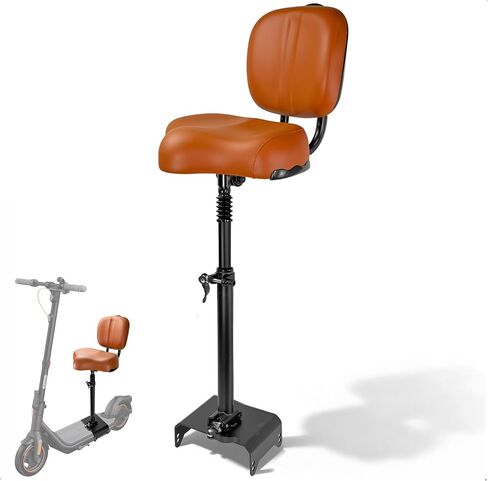 مقعد سكوتر مع مسند ظهر مناسب لسكوتر Ninebot F Series F20 F25 F30 F40 الكهربائي، وسادة ناعمة، ممتص للصدمات، بني in Kuwait
