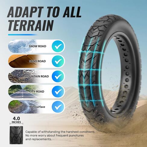 إطار دراجة الدهون من Hycline، إطار بديل قابل للطي مقاس 20x4.0/26x4.0 بوصة، إطار دراجة دهنية شديد التحمل لجميع التضاريس للدراجة الكهربائية، MTB، الشارع، الممرات وركوب الطرق الوعرة الخفيفة in Kuwait