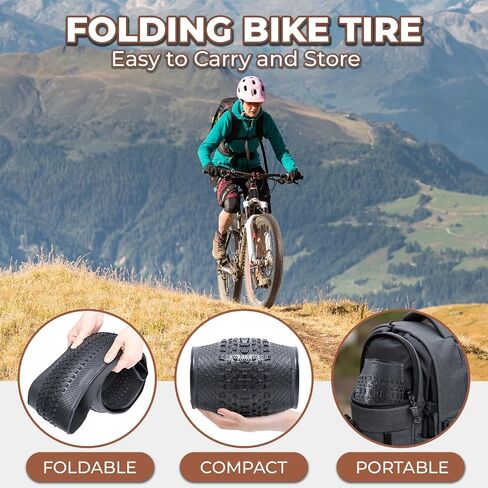 2 PCS 24x2.10 Bike Tires, Durable Folding 24 Inch 54-507 24x2.10 Mountain Bicycle Tires, Replacement Bike Tires for Mountain MTB Off-Road Bicycle, Clincher（M-043） in Kuwait