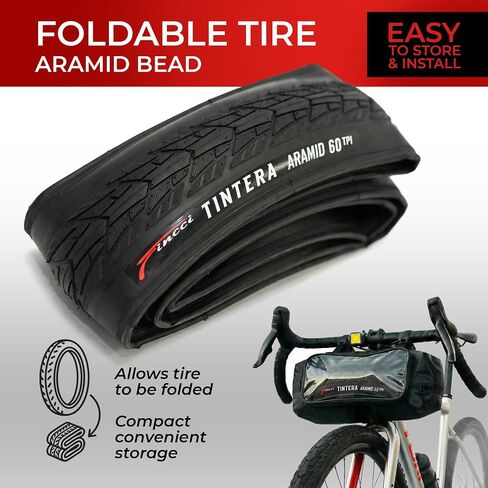 إطار دراجة Fincci Tintera Gravel 700x45c - زوج إطارات Kevlar 700c خفيفة الوزن حضرية 47-622 مع 1 مم من النايلون مقاوم للثقب - إطارات دراجات قابلة للطي مقاس 28 بوصة للكهرباء والطرق والدراجات الهجينة - 60 TPI in Kuwait
