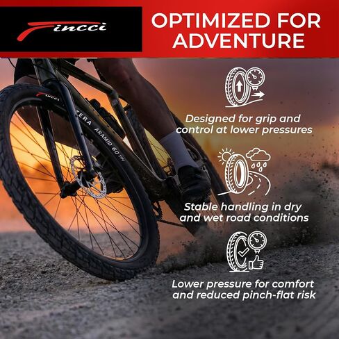 إطار دراجة Fincci Tintera Gravel 700x45c - زوج إطارات Kevlar 700c خفيفة الوزن حضرية 47-622 مع 1 مم من النايلون مقاوم للثقب - إطارات دراجات قابلة للطي مقاس 28 بوصة للكهرباء والطرق والدراجات الهجينة - 60 TPI in Kuwait