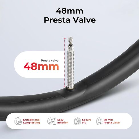 أنابيب الدراجة 700x25-32c صمام بريستا 48 مم 2 حزمة مع رافعتين للإطارات، أنبوب داخلي لدراجة الطريق من مطاط البوتيل القياسي 700C، حرارة منخفضة ومقاوم للتسرب عالي التمدد in Kuwait