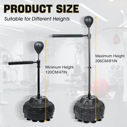 Punching Bag Boxing Speed Ball Trainer Spinning Bar Boxing Ball with Reflex Bar Free Standing 45-80in Adjustable Height for Adult Youth in Kuwait