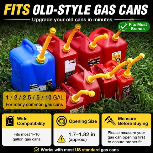 Gas Can Spout Kit 3 Pack Fuel Nozzle Replacement | Universal 1/2–10 Gal, Leak-Proof, Durable Plastic, Vent Caps & Drill Bit Included in Kuwait