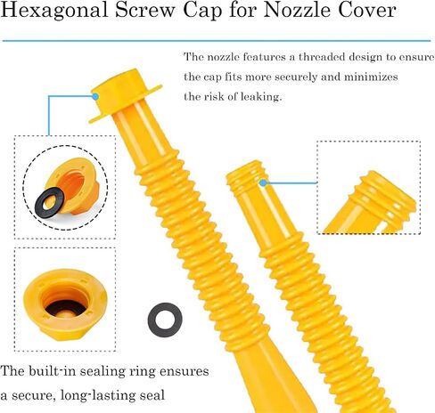 Gas Can Spout Kit 3 Pack Fuel Nozzle Replacement | Universal 1/2–10 Gal, Leak-Proof, Durable Plastic, Vent Caps & Drill Bit Included in Kuwait