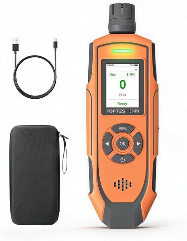 TOPTES CT-913 Portable Carbon Monoxide Detector, Rechargeable CO Detector with Upgraded Sensor, TFT Color Display with Triple Alarms, 0-1000PPM for Camping, Travel, Industrial & Professional Use in Kuwait