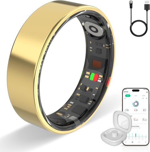 Smart Ring Health Ring Fitness Tracker with 24/7 Sleep Tracking Activity Tracker Step Counter Calorie Fitness Ring for Women & Men iOS & Android (Gold, 8) in Saudi Arabia