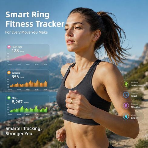 Smart Ring Health Ring Fitness Tracker with 24/7 Sleep Tracking Activity Tracker Step Counter Calorie Fitness Ring for Women & Men iOS & Android (Gold, 8) in Saudi Arabia