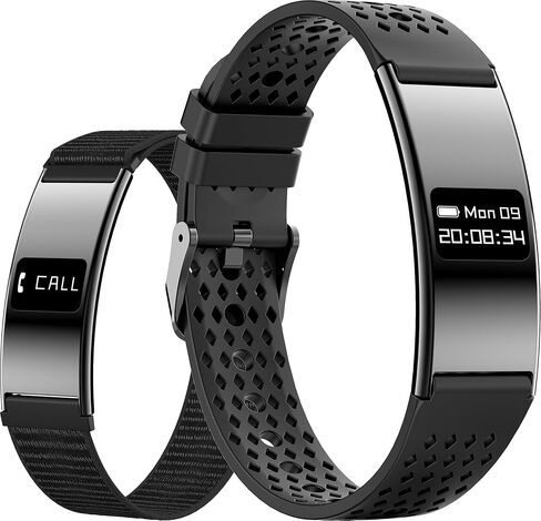 Smart Bracelet Ultra Thin Fitness Tracker for Women Men Slim Health Band Sleep Heart Rate Monitor Pedometer Step Counter Lightweight Ladies Wearable Activity Tracker, Silicone & Nylon Strap in Kuwait