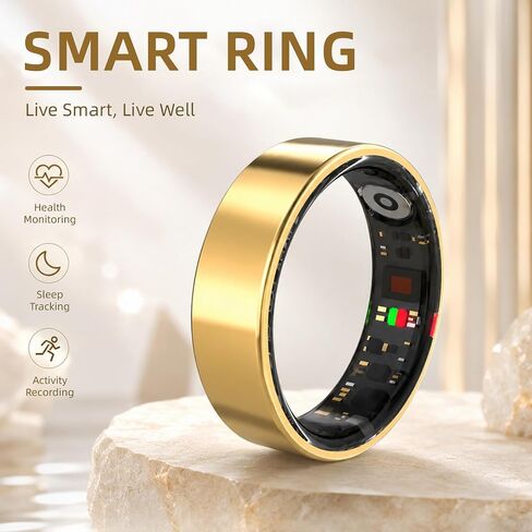 Smart Ring Health Ring Fitness Tracker with 24/7 Sleep Tracking Activity Tracker Step Counter Calorie Fitness Ring for Women & Men iOS & Android (Gold, 8) in Saudi Arabia