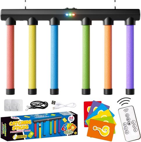 Upgraded Reflex Drop Sticks Challenge Game,Hand Eye Coordination Reaction Training Toy,6 Colorful Falling Sticks, Reflex Game,Reflex Game for Kids & Adults (Black Remote Control) in Kuwait