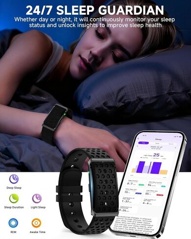 Smart Bracelet, Health Activity FitnessTrackers, Screenless Smart Band | All-Day Continuous Heart Rate/Blood Pressure Monitor, Sleep Tracker, 170+ Sport Modes, Smart Bracelet for Men with Free APP in Kuwait