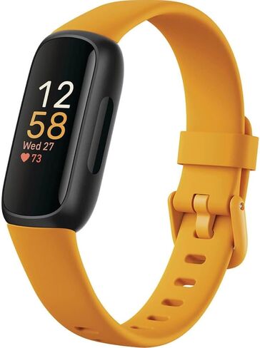 Fitbit Inspire 3 Health &-Fitness-Tracker with Stress Management, Workout Intensity, Sleep Tracking, 24/7 Heart Rate and More, Morning Glow/Black, One Size (S & L Bands Included) (Renewed) in Kuwait